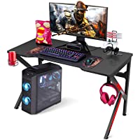 SIMBR Escritorio Gaming 120cm- Mesa Gaming con Diseño de Forma en K- Mesa de Juegos para Ordenador Portátil- Escritorio…